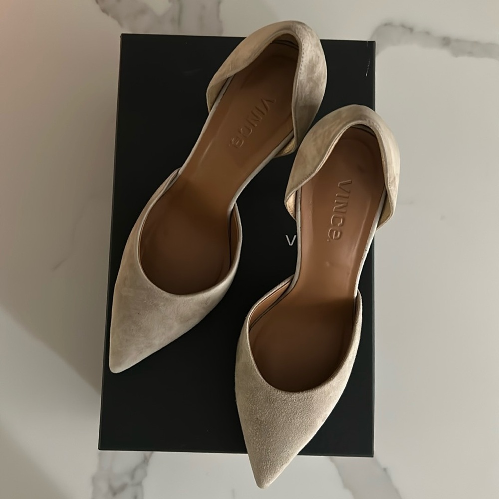 Vince Women's Celeste d'Orsay High-Heel Pumps, Woodsmoke Suede, Womens Size 6.5M